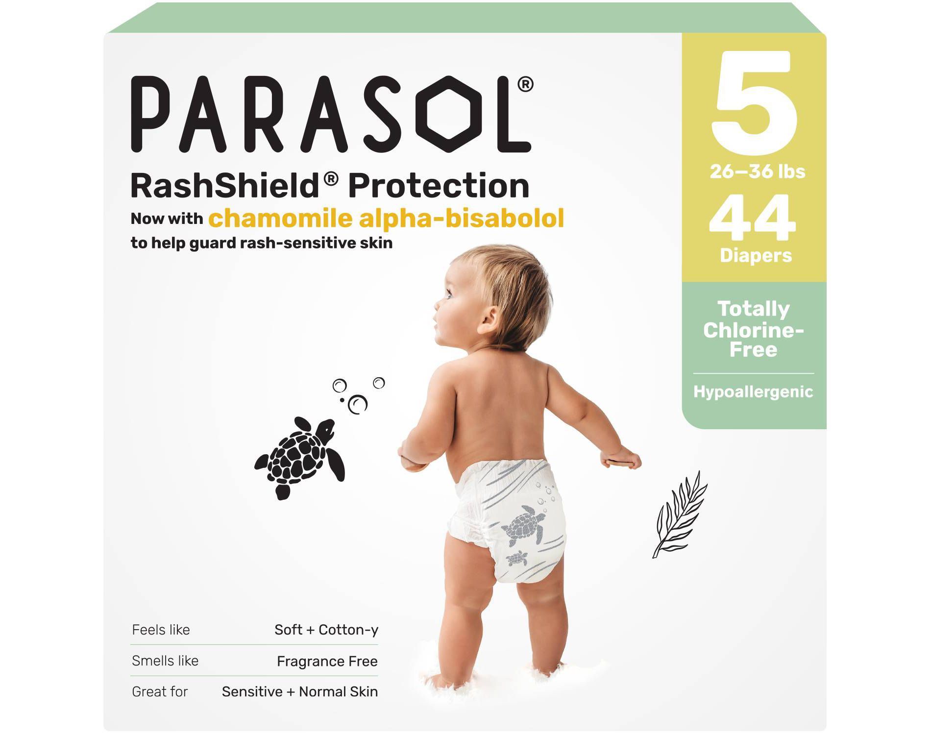 Parasol Chlorine-Free Diapers with RashShield Protection - Size 5 - 44ct
