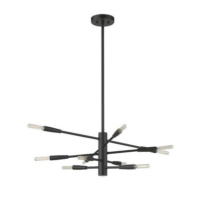 Matte Black 10-Light Steel Abstract Chandelier