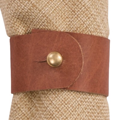 Park Designs Rustic Leather Napkin Ring Set of 4