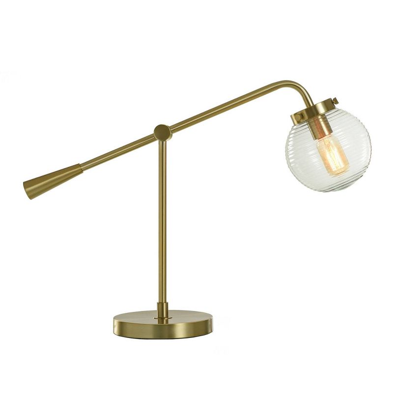 Reagan Contemporary Ribbed Glass Globular Shade Table Lamp Antique Brass - StyleCraft, 3 of 8
