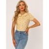 INSPIRE CHIC Women's Summer Peter Pan Collar Button Front Vintage Floral Print Blouse - 3 of 4