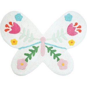 HomeRoots 3' X 4' Pink And White Butterfly Youthful Hand Knotted Washable Area Rug - 1 of 4