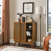 Modern Rattan Sideboard, Entry Buffet Hallway Living Room Kitchen Dining Room Bedroom With Adjustable Bookshelf And Solid Wood Foot Pads - 2 of 4