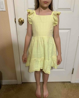 Girls' Flutter Sleeve Woven Dress - Cat & Jack™ Light Yellow : Target