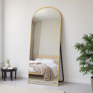 Vynxaria 60"×16.5" Aluminum alloy metal frame wall-mounted full-length mirror for porch,bathroom vanity mirror,floor-to-ceiling mirror,Transparent - 1 of 4