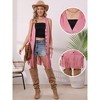 INSPIRE CHIC Women's Fringe Faux Suede Sleeveless Cowgirl V Neck Button Down Western Long Jacket - 2 of 4