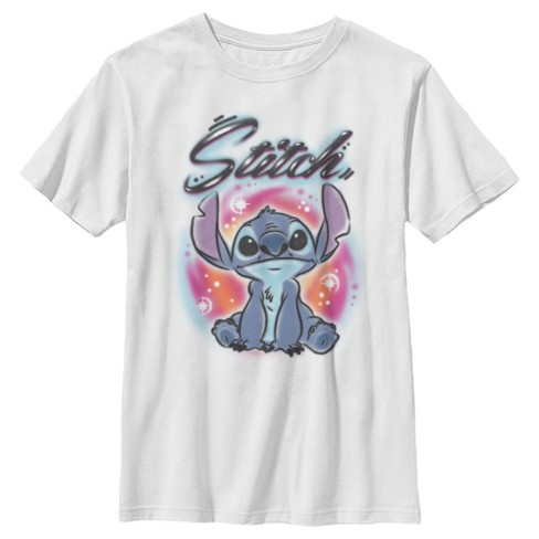 Boy's Lilo & Stitch Colorful Airbrush T-shirt - White - Medium : Target