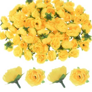 Unique Bargains Silk Plastic Small Faux Rose Artificial Flower Heads 1.2 inch - 1 of 4