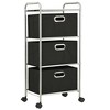 vidaXL Shelving Unit with Storage Boxes - Lightweight Steel and Non-Woven Fabric Organisation Unit - Mobile Black Shelving with Castors - 3 of 4