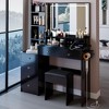 Okak 41IN Large Vanity Table with Cushioned Stool and Hair Dryer Stand, Makeup Vanity with Power Station and 3-Color Switch, Vanity Desk - 2 of 4