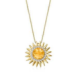 Ross-Simons 2.00 Carat Citrine and .10 ct. t.w. Diamond Sun Pendant Necklace in 18kt Gold Over Sterling - 1 of 4