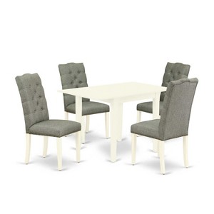 HomeStock 5-Pc Linen White Finish Solid Wood Top-Dining Room Set with Leaf-Seats 4 - 1 of 4