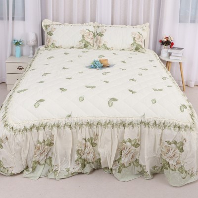 Acoinel Lightweight Cotton Bedspread Set Green Leaves