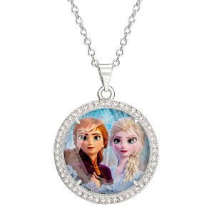 Disney Womens Frozen II Silver Plated Frozen Necklace with Anna and Elsa Shaker Pendant Jewelry, 16+2'' - 1 of 4