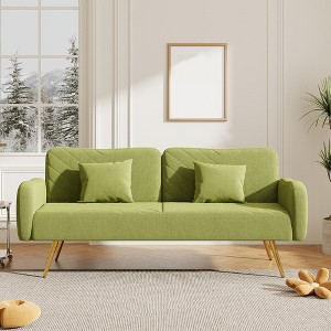 Home Theater Seating Modern Double Sofa With Adjustable Split Backrest 2 Throw Pillows Sofa Couches Upholstery Loveseat Sofa - 1 of 4