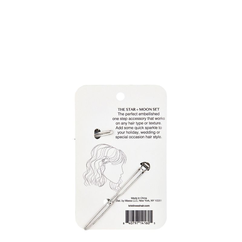 Kristin Ess Star and Moon Clip Set - 2pk, 3 of 16