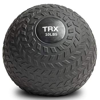 TRX 10 Pound Weighted Textured Tread Slip Resistant Rubber Slam Ball for High Intensity Full Body Workouts and Indoor or Outdoor Training, Black