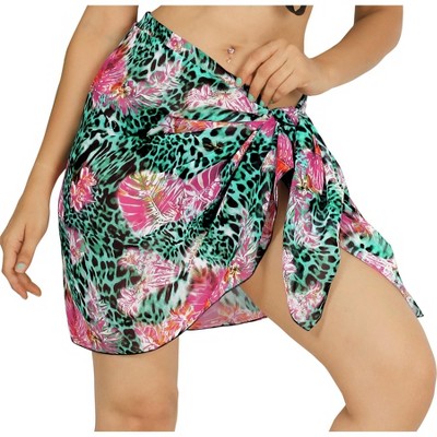 HAPPY BAY Women's Beachwear Summer Beach Wrap Bikini Wraps Sarong Skirt Swimsuit Swimwear Coverups Swim Cover Ups for Womens One Size Green,Leaf