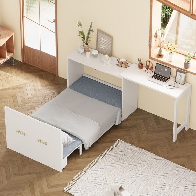 NicBex Modern Adjustable Computer Desk with Murphy Cabinet Bed,Teens Student Dresser Bed,Home Office Desk for Guest Room,Studio