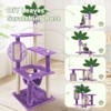Modern Multicoloured 600 GSM Soft Plush Cat Tree Pet Tower with Sisal Post and Hanging Ball, Fake Real Leaves - 3 of 4