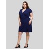 24seven Comfort Apparel Plus Size Mandarin Collar Knee Length Wrap Dress - 2 of 4