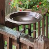 8.5" Classic II Over Rail Birdbath, Antique Copper, Weather-Resistant Wrought Iron Bracket - Achla Designs: No-Drill Clamp, Porch/Balcony Use - 2 of 4