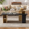 HDZNVF Set of 2 Nesting Coffee Tables Farmhouse, Rectangle Coffee Table Living Room, Black - 2 of 4