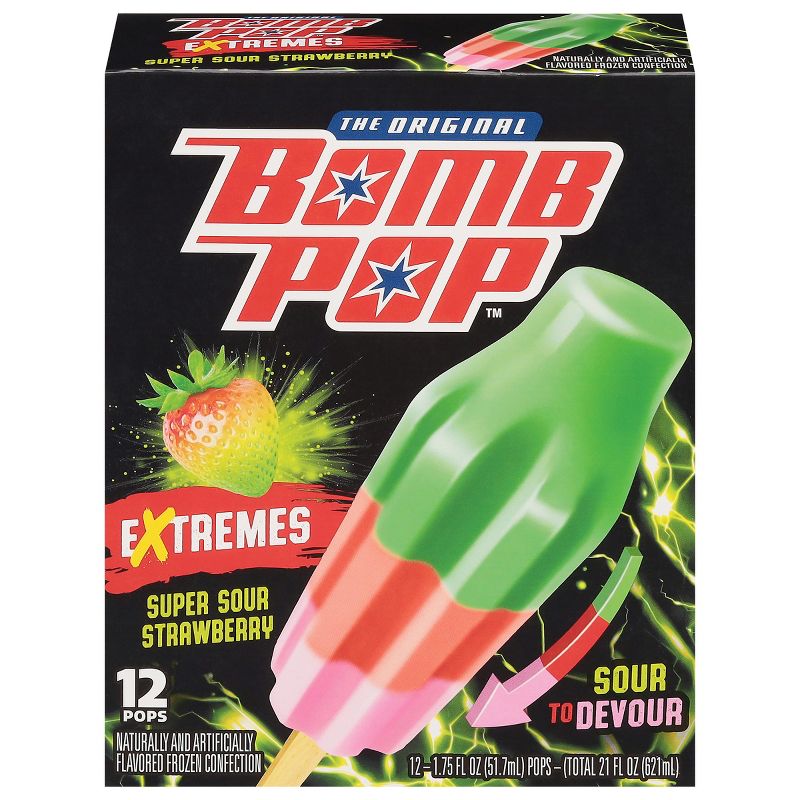 Bomb Pop Frozen Extreme Super Sour Strawberry - 21oz/12ct, 1 of 5