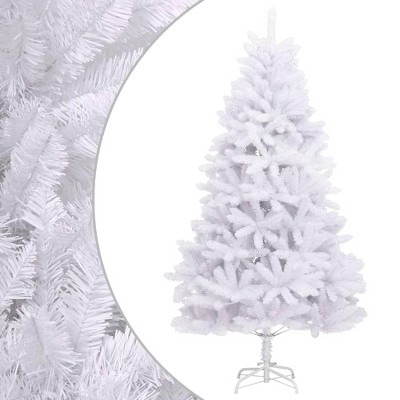 vidaXL Modern White Artificial Hinged Christmas Tree with Stand, Reusable Holiday Decor, Realistic PVC Tips