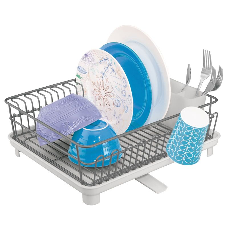 mDesign Alloy Steel Sink Dish Drying Rack Holder with Swivel Spout, 1 of 7