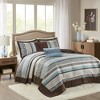 5Pcs Bedspread Set Traditional Jacquard Leaf Medallion Motif Reversible Cotton Filled - 2 of 4