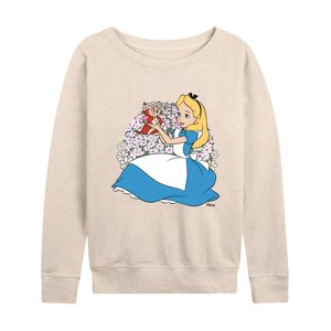 Women's - Disney - Alice in Wonderland Lightweight French Terry Wide Neck Long Sleeve Shirt - 1 of 4