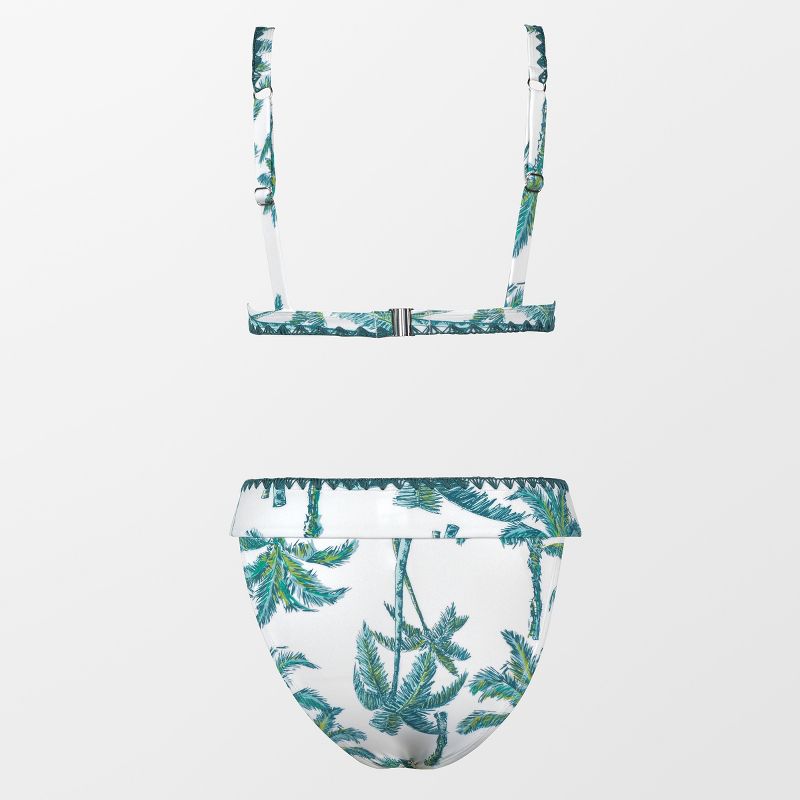 Women's Tropical Print Shell Stitched Triangle Mid Waist Bikini Set Swimsuit - Cupshe, 4 of 8