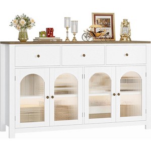 Farmhouse Buffet Sideboard Cabinet with 4 Doors & 3 Drawers, 55" Kitchen Cabinet with Adjustable Shelf, Buffet Cabinet for Dining Room, Living Room - 1 of 1