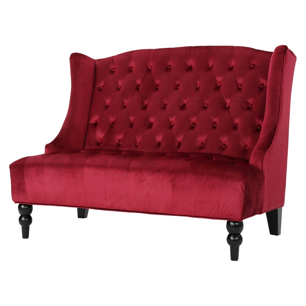 Photos - Sofa Leora Winged Loveseat Wine - Christopher Knight Home: Tufted High Back, Plush Seating, Polyester Upholstery