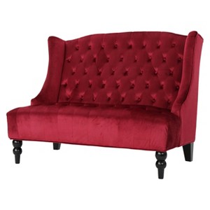 Leora Winged Loveseat - Wine - Christopher Knight Home, Red