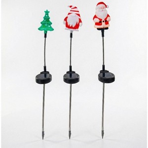5 Star Super Deals Solar Swinging Christmas Lights – Flexible Stems, Tree Elf Santa Toppers, Solar Powered 3pc Garden Pathway Set - 1 of 4