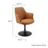 Modway Lippa Swivel Dining Armchair – Faux Leather Barrel Chair with 360° Rotation and Pedestal Base in Black and Tan - 2 of 4