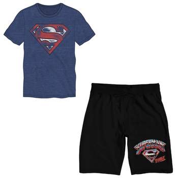 Superman Logo Men's Short Sleeve Shirt & Sleep Shorts Set