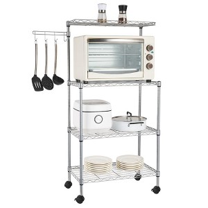 Karl Home 3 Layer Adjustable Kitchen Bakers Rack Microwave Oven Stand Storage Cart, Silver Powder - 1 of 4