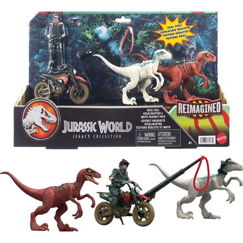 Детские фигурки Jurassic World Reimagined Motorcycle, Owen Grady & Raptors & Tools Retro Pack, Fallen Kingdom Toy