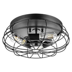 Prominence Home Lincoln Woods 15" Flush Ceiling Mount Light with Cage, 3 Light Fixture, Indoor Use Only, Quick Install, Matte Black - 1 of 4