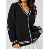 Womens Cable Knit Caridigan Open Front Trendy Sweater Elbow Embroidered Sweater Cardigan V Neck Color Block Textured Seed Knit Stitch Sweater - 4 of 4