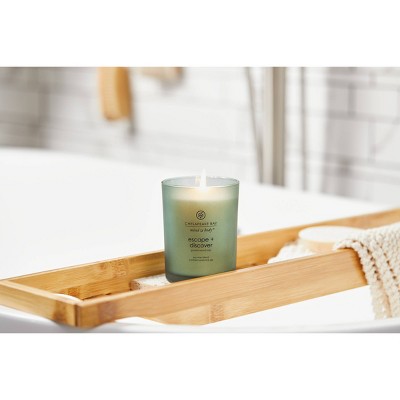 Green Frosted Glass Soy Scented Jar Candle with Wood Lid