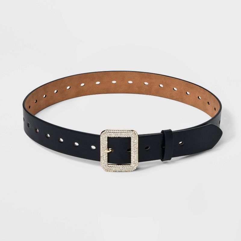 Women's Square Buckle Belt - A New Day™ Black, 3 of 5