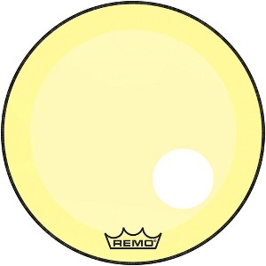Remo Powerstroke P3 Colortone Yellow Resonant Bass Drum Head With 5" Offset Hole - 1 of 2
