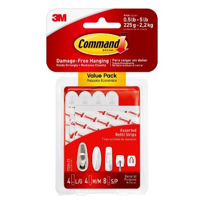 3M Command Picture Hanging Strips, White, M/L - 12 count