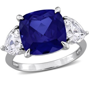 EVERLY JEWELRY | Sterling Silver 10 5/8 CT TGW Created Blue Sapphire Created White Sapphire Fashion Ring - 1 of 4