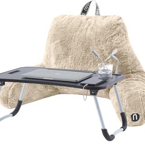 Nestl Fur Reading Pillow, Faux Fur Bed Pillow with Arms, Reading & Bedrest Pillow for Sitting in Bed Adult & Kids - 1 of 4