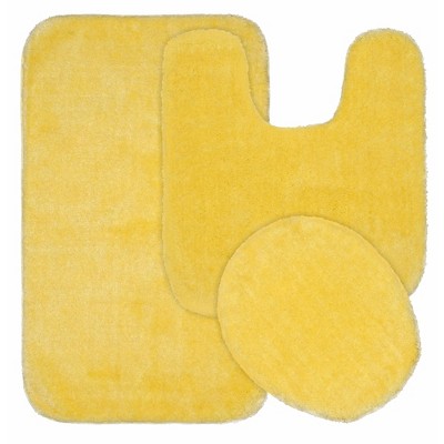 Traditional 3pc Nylon Washable Bathroom Rug Set Rubber Ducky Yellow - Garland Rug